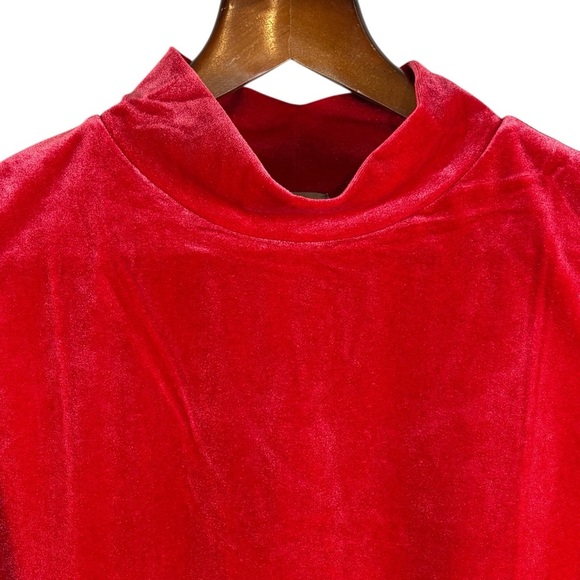 Chicos Sleeveless Velvet Cowl Top Size L Large Red Stiletto Holiday Evening NEW - Picture 2 of 8
